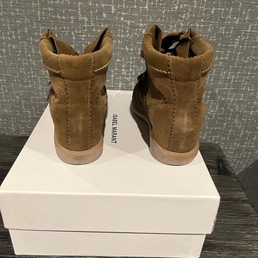 NIB Isabel Marant Bobby suede calfskin leather wedge sneakers 8 1/2 - Picture 8 of 13